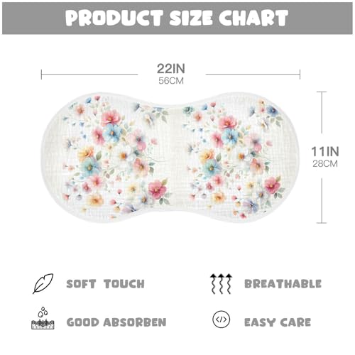 Muslin Burp Cloth for Baby 2PCS Watercolor Cute Flowers Super Absorbent Burping Cloths, Bibs for Newborn Boys Girls4