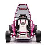 24V 8.5 MPH Electric Go Kart for Kids, 400W Powerful Drift Kart w/Front EVA Wheel & Metal Frame, Ride on Toy w/Music & Lights, Suspension, 2 Speed, 5 Point Harness, Crazy Cart for Ages 6+, Pink