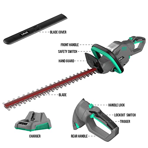 Litheli Cordless Hedge Trimmer 22″, 40V Battery Bush Trimmer Electric Hedge Trimmer For Pruning, With 2.0Ah Battery And Charger #TOP6