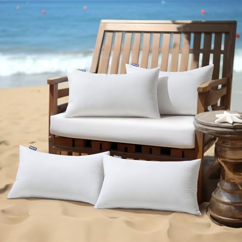 MIULEE Coussin Exterieur Impermeable-Rembourrage Coussin 30x50 CM Lot de 4 pour L'extérieur, Coussin de Garnissage Exterieur Impermeable, Blanc Coussin...