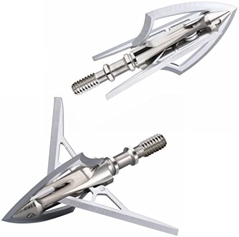 Savage Village 6 Broadheads 100 Grain Fixed Blades&2 Mechanical Blades, 1 Inch Cutting Diameter, Crossbow Broadheads, Silver Replacement Arrow Tips