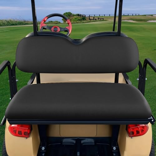 Mosnai Golf Cart Rear Seat Covers Set For Ezgo Club Car Yamaha Aftermarket Rear Seat Cushion, Durable Breathable Bench Seat Covers Washable Polyester Mesh Cloth Without Logo, Black