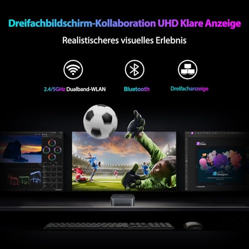 Blackview MP80 Mini PC 16GB LPDDR5 RAM 512GB M.2 SSD, Intel 12 Gen Alder Lake N95(bis zu 3,4GHz) Mini Computer, 4K UHD Desktop PC, DREI HDMI, Gigabit Ethernet, 5G WiFi, BT, für Business/Heimkino