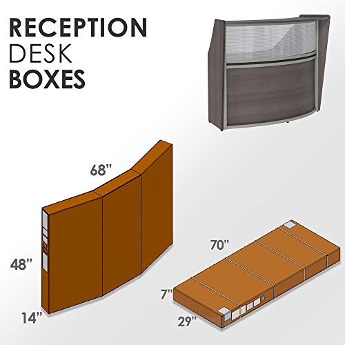 Linea Italia Curved Office Clear Panel | Easy To Assembly Single Unit Reception Desk Counter For Lobby, Salon, 72" X 32", Mocha #TOP5