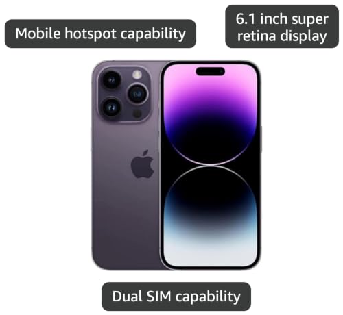 Image of Apple iPhone 14 Pro, 1TB, Deep Purple - Locked to TracFone (Renewed)