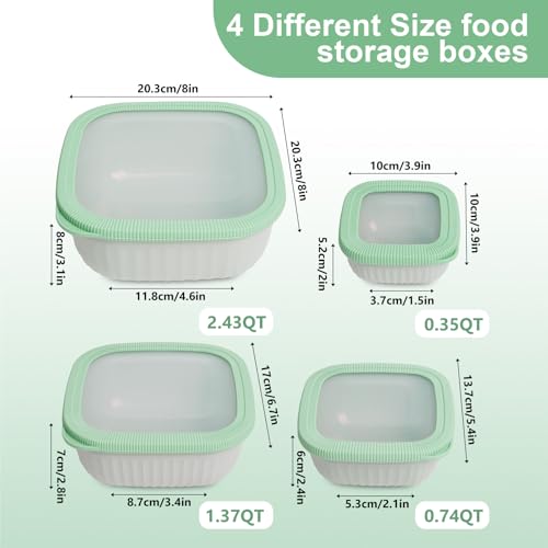 Set de 4 Tazones Plásticos con Tapa Verde miniatura 2
