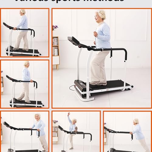 Image of Walking Treadmill for Senior - Senior Treadmill with Long Handrails - Foldable Treadmill for Home with Recovery Fitness Exercise Machine for Elder with Heart Rate Monitor