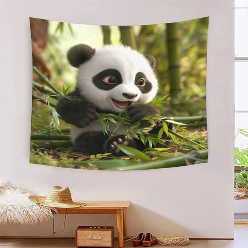 Tapisserie Panda 3D grand format 180x230 cm pour décoration murale de salon