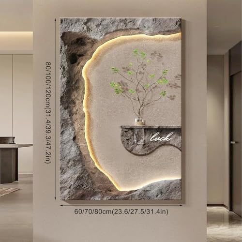 Composition florale hydroponique murale avec sculpture 3D en grès LED - 7