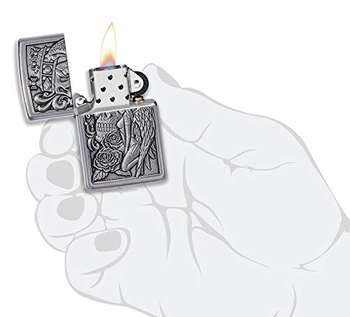 Encendedor Zippo Skull and Angel Emblem Chrome miniatura 5