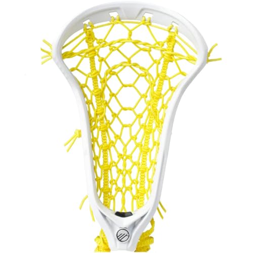 City Sports Maverik Sonar HEX Pocket Women's Lacrosse Head – Stiff, Durable Attack Head with Recessed Stringing & Tension Lock for Quick Feeds and Precision Finishes (White/Yellow)