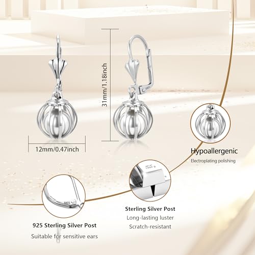 ALEXCRAFT 925 Sterling Silver Pearl Dangle Drop Earrings for Women Trendy Hypoallergenic Leverback 14k Gold Plated Lightweight Ball Pearl Earrings Dangling Statement Freshwater Pearls Jewelry Gifts3