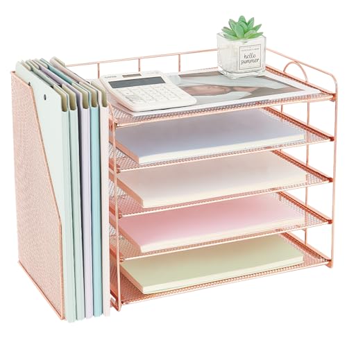OPNCIE Organizadores de mesa e acessórios, bandeja de papel de 5 camadas, organizador de arquivos, o