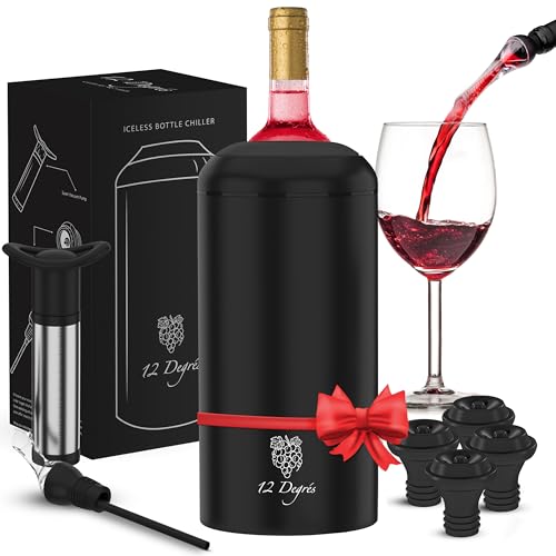 12 Degrés Wine Chiller Set - Perfect Wine Gifts for Women & Men - Stainless Steel Insulated Wine...