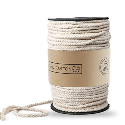 Macrame Cord, ZOUTOG 4mm x 230 yd (About 210m) Natural Cotton Soft Unstained Rope for Handmade Plant Hanger Wall Hanging Craft Making