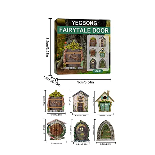 Walbest Wooden Miniature Garden Gnome Doors 6Pcs Fairy Doors For Trees Outdoor & Tree Trunk, Mini Fairy Doors Miniature Door Fairy House Door, Fairy Garden Door For Wall Decor #TOP6