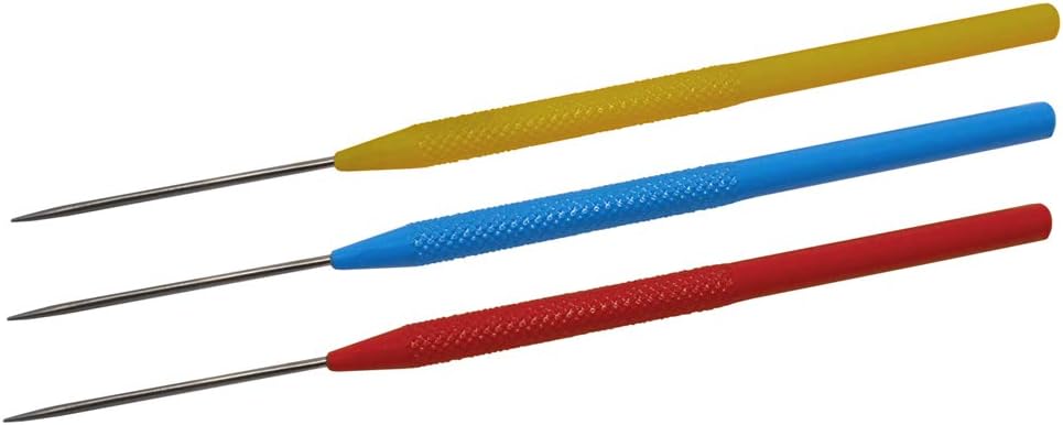 Set of 3 Red, Blue, and Yellow Titanium Non-Contaminating Soldering Picks with Knurled Handle Gold Silver Jewelry Making Tools