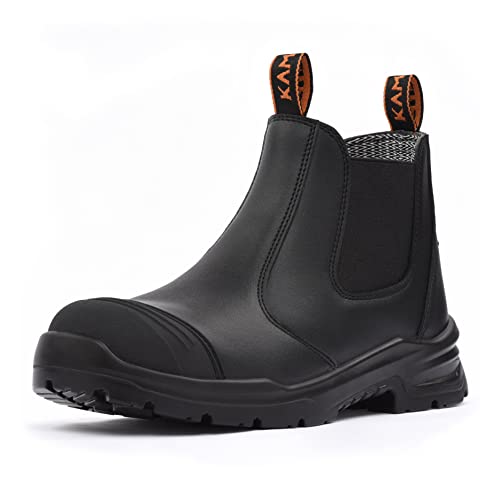 Arbeitsschuhe Herren Sicherheitsschuhe rutschfeste Stahlkappe wasserdichte Atmungsaktive Arbeitsstiefel Leder