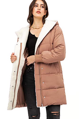 Love Tree Women's Juniors Outerwear Longline Puffer Jacket (XL, Terracotta)
