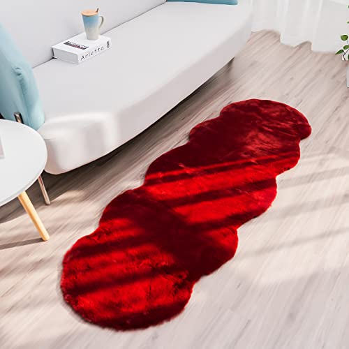 Staolene Ultra Soft Faux Rabbit Fur Chair Cover Couch Pad Fuzzy Area Rug Fluffy Bedside Carpet Mat For Bedroom Floor Sofa Living Room Rugs 2 X 6 Ft, Burgundy Red Fur Rug (Burgundy Red, 2 X 6 Ft) #TOP1