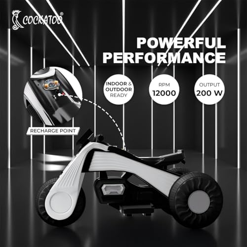 Image of Cockatoo 15E Cruise Rechargable Electric Bike for Kids with Music and LED Light, Kids Scooter Bike for 3+Yrs Boys&Girls Powered by 6V & 4.5 AH Battery for 4.5Hr-6Hr Ride with Foot Accelerator