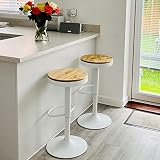 YOUTASTE White Bar Stools Set of 2 Wood Rustic Breakfast Adjustable Counter Height Bar Stool Metal S