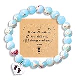 Chuchoter Heart Stone Bracelet for Mom, Mother's Day Birthday Valentine's Day Christmas Gift from Son Daughter (agalmatolite)