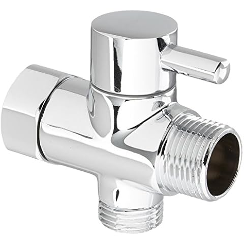 Metal T-adapter with Shut-off Valve, 3-way Tee Connector, Chrome Finish, for Bidet4me Hand Held Bidet Cover