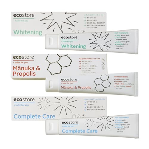 ecostore(エコストア) トゥースペースト 歯磨き粉 【ホワイトニング マヌカ&プロポリス コンプリートケア】 100g 3本キット 天然重曹 フッ化物フリー 無添加 天然 植物由来 ミネラル由来成分 キシリトール ペパーミントの商品画像（Amazon）