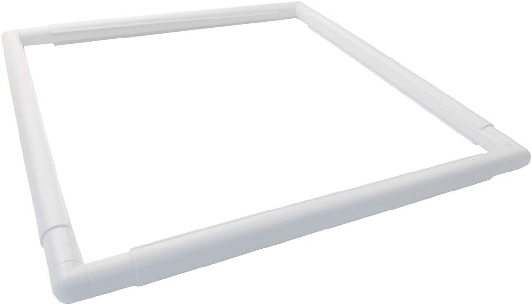 Plastic Cross Stitch Frame Square Embroidery Hoop White DIY Sewing Tools Sewing Hoop Handhold Craft Clip Embroidery Snap Frame Hoop for Cross Stitching Quilting (E: 17 X 17")