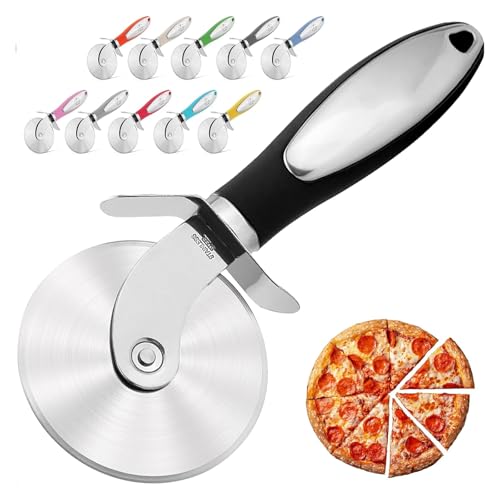 CVNRCLP Premium Pizza Cutter - Food-Grade Steel Pizza Slicer Wheel with Non-Slip Ergonomic Handle for Effortless Slicing