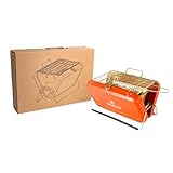 KIKIRIKIT Holzkohlegrill, tragbar, aus Edelstahl, Picknickgrill, einfach zu tragen und zu verwenden,...