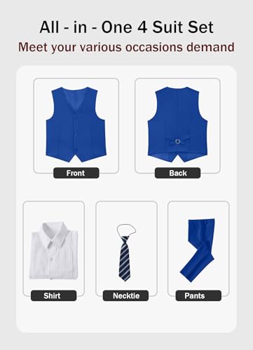 Image of YuanLu Boys Suit Dress Clothes Ring Bearer Outfit Homecoming Dresses Boy Vest and Pants Set for Kids Wedding Tuxedo Suits