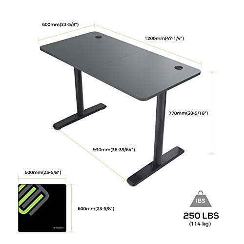 Eureka Ergonomic Computer Desk, 47 inch Home Office Computer Gaming Desk, Modern Simple Style Study Writing Desks PC Table for Small Spaces with Free Mouse Pad Cable Management, Black