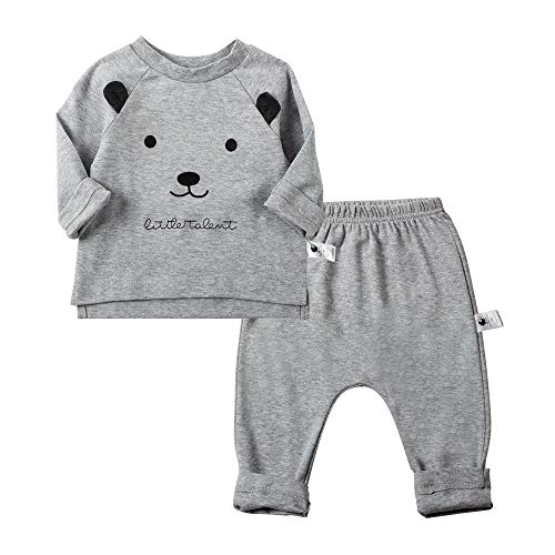 COTTON FAIRY Baby Boys Clothes Set 2-Piece Playwear Set Long-Sleeve Shirts and Pants Grey 24 Months