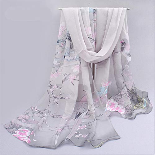 LCUK 6 Couleurs Foulards en Mousseline de Soie   Femmes été Foulard en Soie en Mousseline de Soie Minces châles et enveloppes   Foulard Fleur Hijab étoles Cover