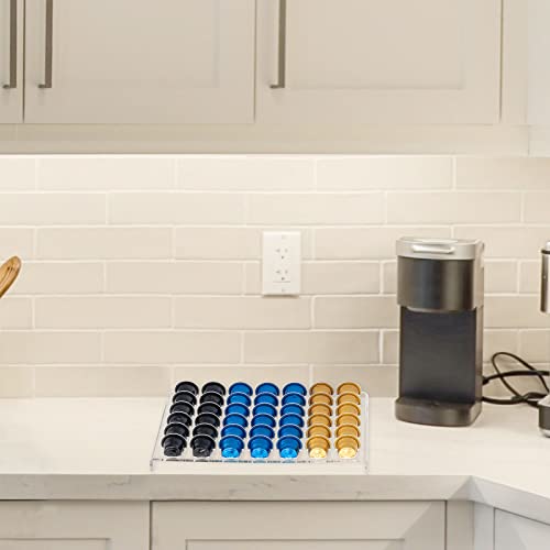 Sumerflos Coffee Pod Storage Organizer Tray Drawer, Holds 42 Capsules Compatible With Nespresso Original Pods Insert For Kitchen Home Office Capsule Drawer Capsule Holder And Organizer - Clear #TOP4