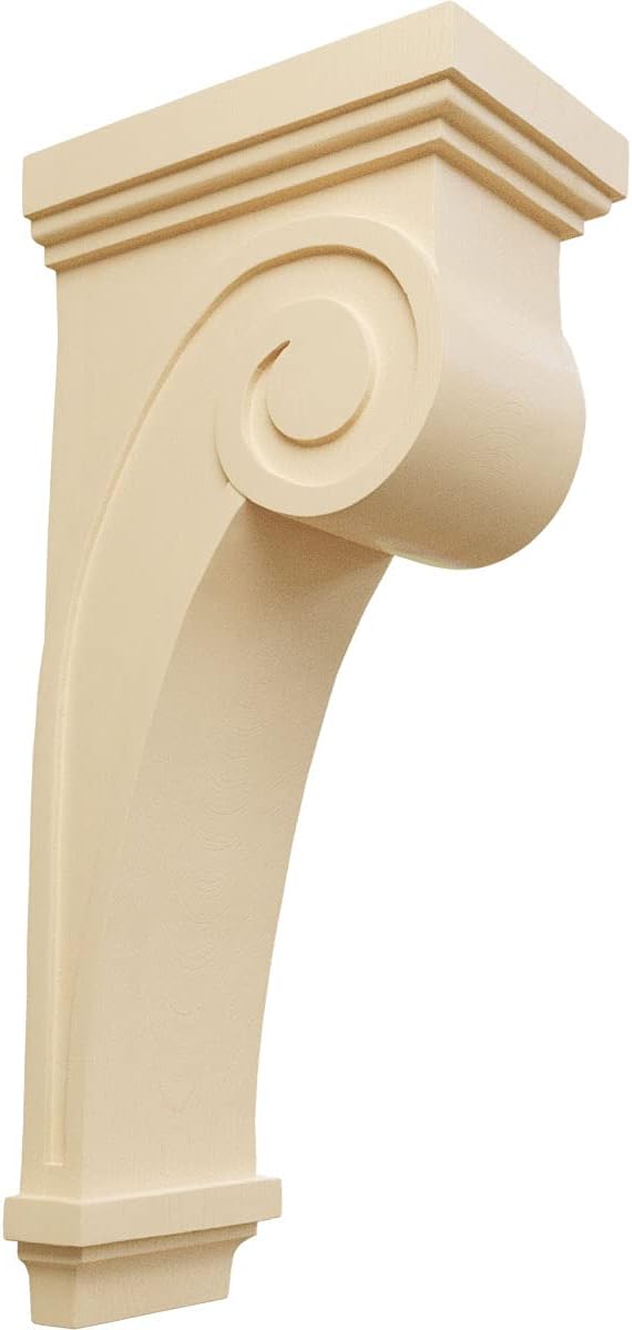 60% Off Discount Ekena Millwork COR06X10X22SCMA-CASE-6 Scroll Wood Corbels, 6 1/4W x 10D x 22H, Maple
