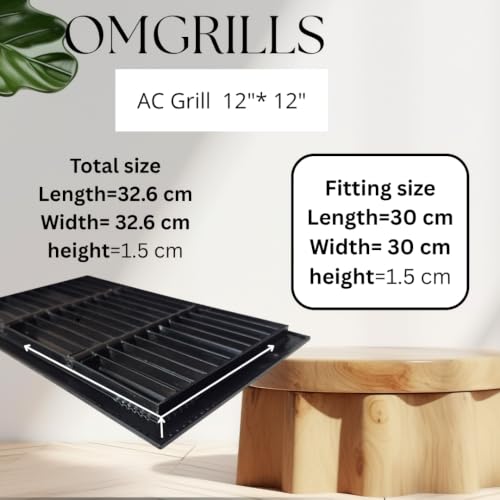 Image of Aluminium Powder Coated liner Grill, Grill for duct,ac jali, hvac, ventilation grill, home grill, ac louver grill,Return Air Grill for Wall, Sidewall and Ceiling (BLACK, 12 inch*12 inch)