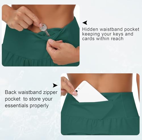 Image of THE GYM PEOPLE Womens High Waisted Running Shorts Quick Dry Athletic Workout Shorts with Mesh Liner Zipper Pockets