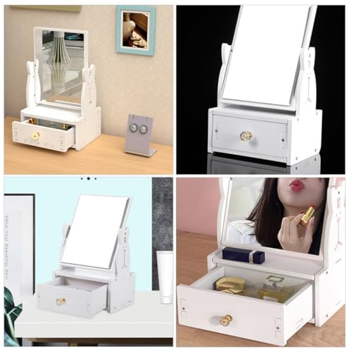 Espejo de maquillaje de escritorio con cajón ibasenice miniatura 4