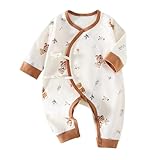 [EOQIFJM] 新生児服 ニット コンビ 肌着 ベビー ロンパース カバーオール 長袖 ベビー服 ジャンプスーツ 綿100% 前開き かわいい 女の子 男の子 赤ちゃん 総柄 3重 厚手 中綿 キルト 部屋着 パジャマ 幼児 春秋冬 出産祝い