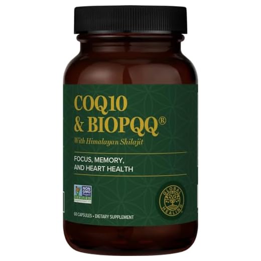 Global Healing CoQ10 & BioPQQ with Pure Himalayan Organic Shilajit - Antioxidant Care for Heart & Brain Health, Mitochondria Energy Optimizer for Men & Women - Coenzyme Ubiquinone 150mg, 60 Capsules