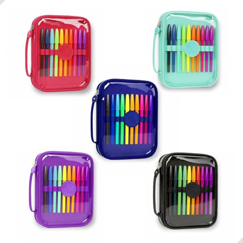 Estojo Escolar Grande Transparente com Zíper, 4 Cores Disponíveis, Capacidade para Lápis, canetas, borracha, apontador, Tesoura, Design Moderno Papelaria fofa Divertida Criativa (Verde)