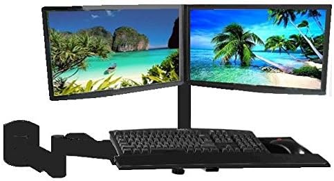 EZM LCD/LED/Plasma/Flat Panel Monitor and Keyboard Extension Stand Desk Mount Clamp with Wall Mount Option Black(002-0003B) (Wall Dual Mount)