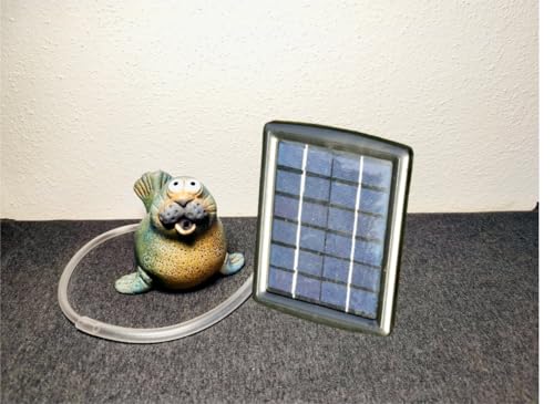 Wasserspeier Seelöwe Tim mit Solarpumpen-Set (18x13 Solarpanel mit Pumpe, 175 l/h) und stabilem, verstellbarem Erdspieß