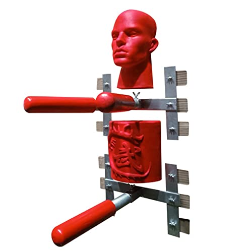 HAUTHE Wing Chun Dummies Portable Wing Chun Training Device, Durability Wing Chun Dummy Trainer Wooden, Hanging Chinese Traditional Martial Arts Man Pile with Spring Arm