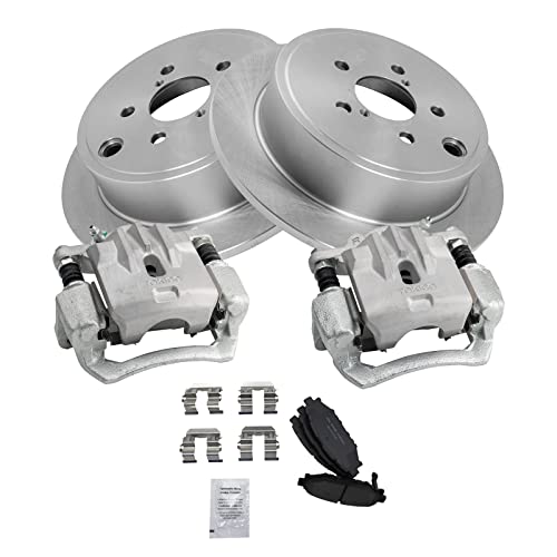 Image of TRQ Rear Brake Pad and Rotor Set Ceramic Solid Rotors Calipers | For 2010-2014 Subaru Legacy 2010-2014 Outback