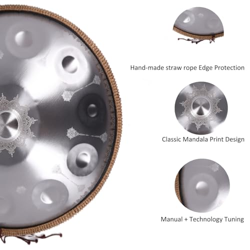 Tambor handpan acero 10 notas 22 pulg D menor plateado miniatura 3