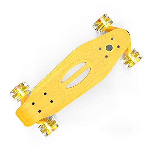 Fish Skateboard Beginner Children's Skateboard One Round 2 Bearing Style Skateboard High Strength Plastic Skateboard (Color : Yellow)